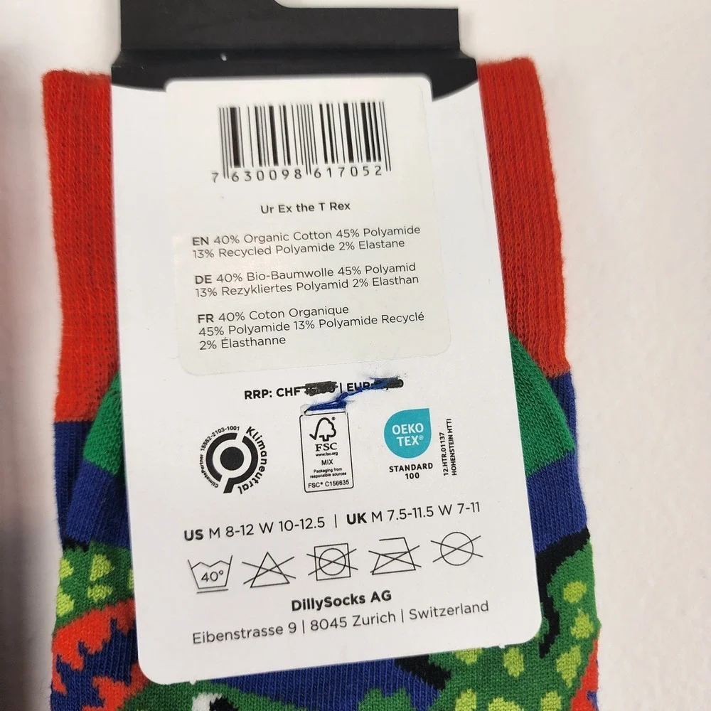 Dilly Socks NWT His And Hers Dinosaur Swiss Design‎ Set of Two Socks